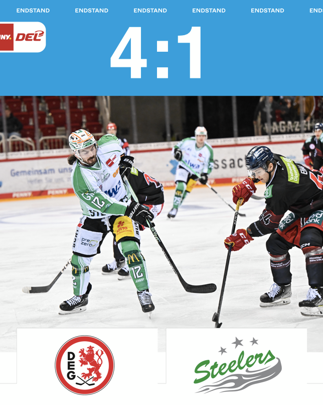Nichts zu holen in Düsseldorf – Steelers verlieren mit 1:4