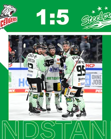 Wichtiger Sieg in Nürnberg – Steelers gewinnen mit 5:1 bei den Ice Tigers